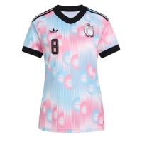 Camiseta Bélgica Youri Tielemans #8 Segunda Equipación Replica Mundial 2026 para mujer mangas cortas